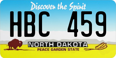 ND license plate HBC459