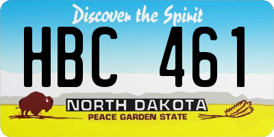 ND license plate HBC461