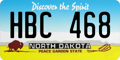 ND license plate HBC468