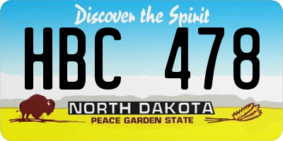 ND license plate HBC478