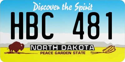 ND license plate HBC481