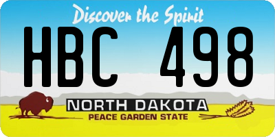 ND license plate HBC498