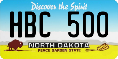 ND license plate HBC500