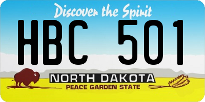 ND license plate HBC501