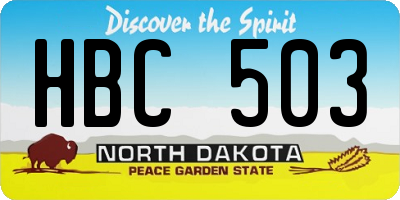 ND license plate HBC503
