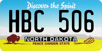 ND license plate HBC506