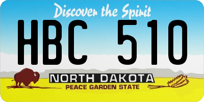 ND license plate HBC510