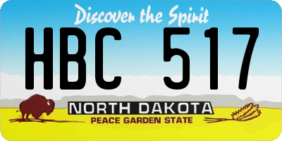 ND license plate HBC517