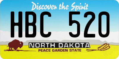 ND license plate HBC520