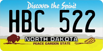 ND license plate HBC522