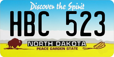 ND license plate HBC523