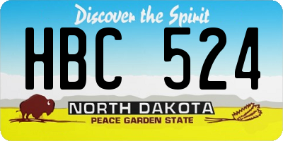 ND license plate HBC524