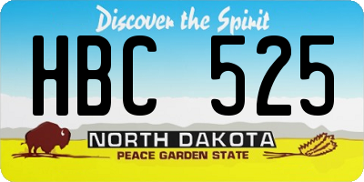 ND license plate HBC525