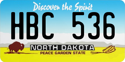 ND license plate HBC536