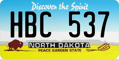 ND license plate HBC537