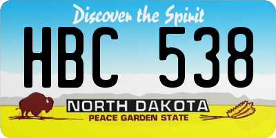 ND license plate HBC538