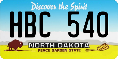 ND license plate HBC540