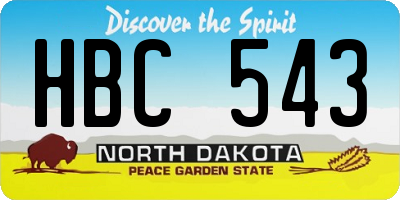 ND license plate HBC543