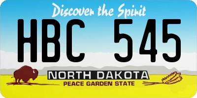 ND license plate HBC545