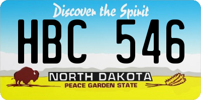ND license plate HBC546