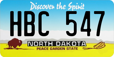 ND license plate HBC547
