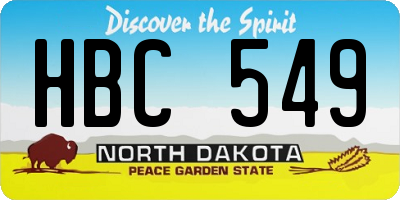 ND license plate HBC549
