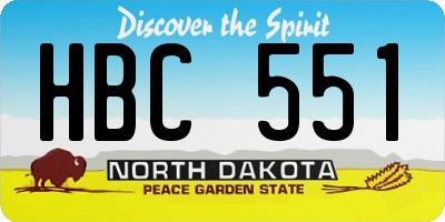 ND license plate HBC551
