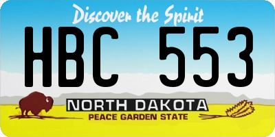 ND license plate HBC553