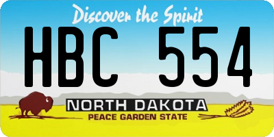 ND license plate HBC554