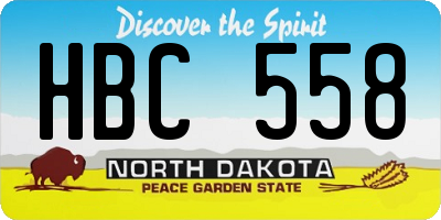 ND license plate HBC558