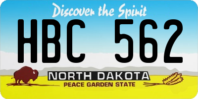 ND license plate HBC562