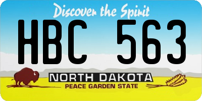 ND license plate HBC563