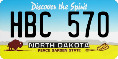 ND license plate HBC570