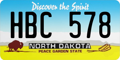 ND license plate HBC578