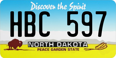 ND license plate HBC597