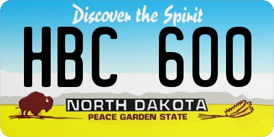 ND license plate HBC600