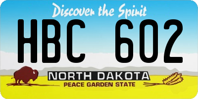 ND license plate HBC602