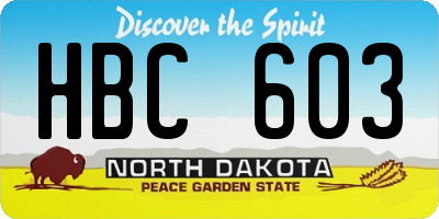 ND license plate HBC603