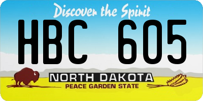 ND license plate HBC605