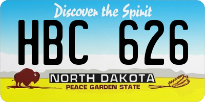 ND license plate HBC626