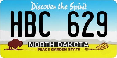 ND license plate HBC629