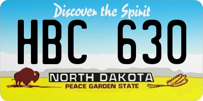 ND license plate HBC630
