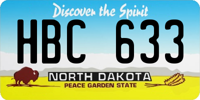 ND license plate HBC633