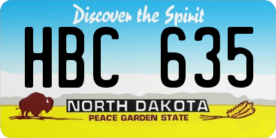 ND license plate HBC635