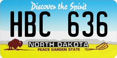 ND license plate HBC636