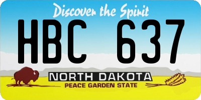 ND license plate HBC637