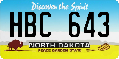 ND license plate HBC643