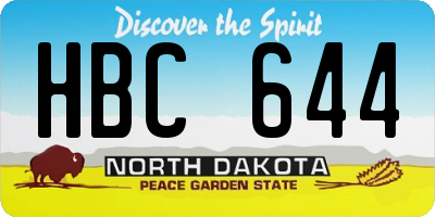 ND license plate HBC644