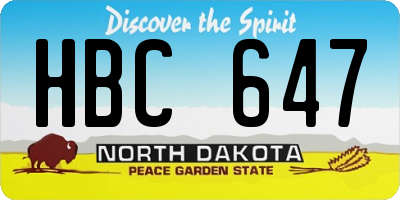 ND license plate HBC647