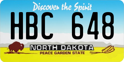 ND license plate HBC648